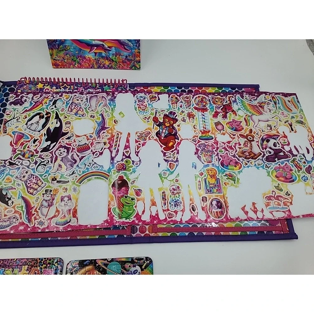 2022 Lisa Frank Tri-fold Case Puzzles Stickers Coloring Book Set Lot